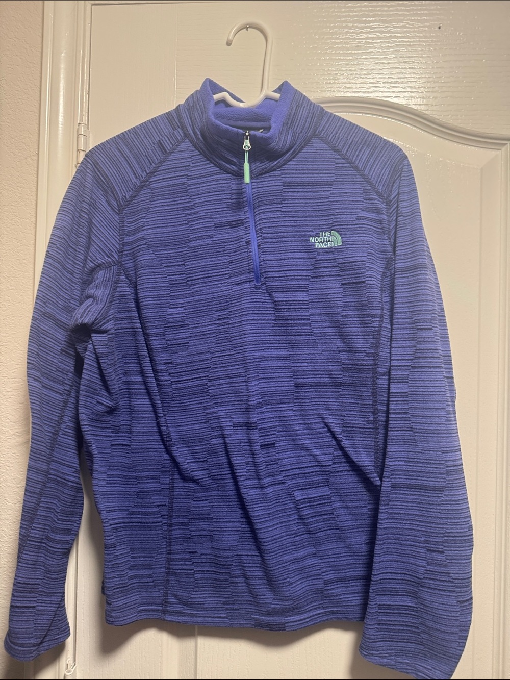 The North Face Heathered Purple Half-Zip Fleece with Mint Accents